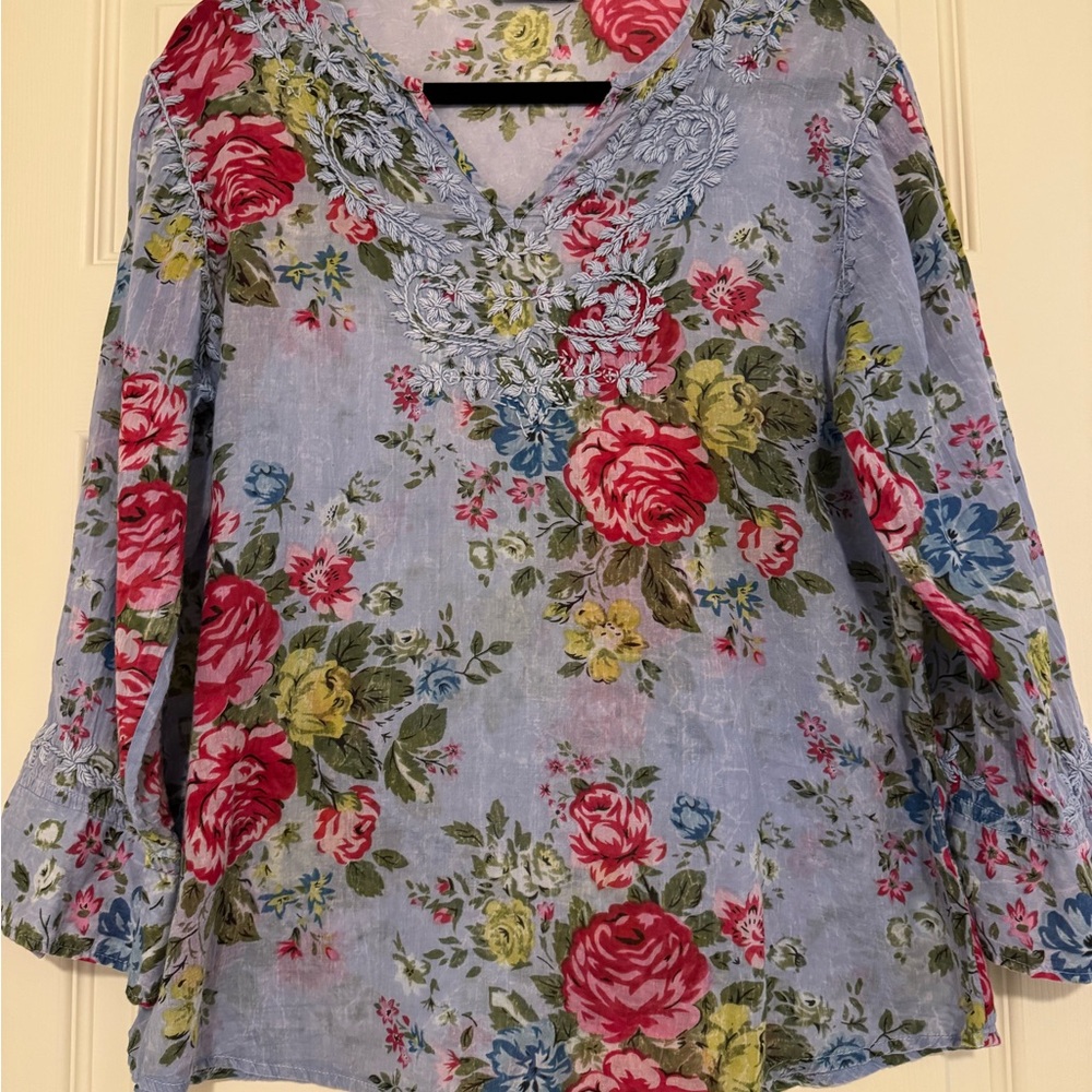 Women’s Vintage Goa Floral Embroidered blouse size XL